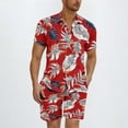thumbnail image 2 of GERsome Men's Hawaiian 2 Piece Outfits Button Down Short Sleeve Floral Shirts and Shorts Summer Beach Matching Set S-3XL, 2 of 5