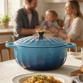 thumbnail image 5 of Ktaxon 7.5QT Enameled Cast Iron Dutch Oven with Upgraded Textured Handles, Petal-Shaped Design, Induction Compatible, Oven Safe to 500°F, Ocean Blue, 5 of 12