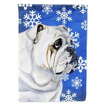 Carolines Treasures LH9274-FLAG-PARENT Bulldog English Winter Snowflakes Holiday Flag  multicolor