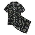 thumbnail image 5 of Gelikeya Tween Pajamas 2T-3T Halloween Pajamas Short Sleeve Graphic Tees Shorts 2 Piece Outfits All Saints' Day Nightwear Preppy Clothes 2-13Y (Black, 2-3 Years), 5 of 5