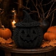 thumbnail image 3 of Halloween Black Wicker Pumpkin Basket with Lid,Handmade Pumpkin Storage Basket for Tabletop Shelf Farmhouse Halloween Home Decoration, 3 of 7