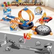 KNMDU Race Car Track Set Toy Stunt Racing Playset with 360° Loop Car Track for Kids Ages 3+ with Four 1:64 Scale Vehicles