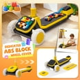 thumbnail image 2 of Xuanlur Kids Kick Scooter, Buildable Blocks and 5 Adjustable Height Handlebars, PU Flashing Wheels, Thickened Aluminum Tube, One-Touch Footbrake, 3-Wheel Folding Scooter for Kids Ages 3-9, Yellow, 2 of 7