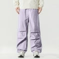 thumbnail image 2 of YLSDY Men's Wide Leg Baggy Cargo Sweatpant Loose Y2K Hip Hop Ruched Techno Parachute Pants 2025 Trendy Streetwear Trousers Purple S, 2 of 8