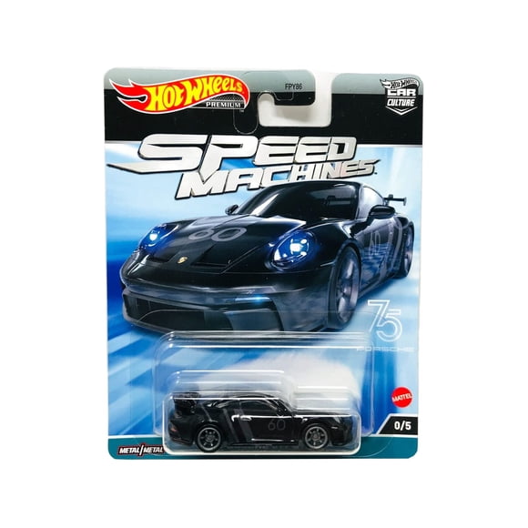 Hot Wheels Cars, Premium Car Culture Speed Machines Container Set with 5 1:64 Scale Die-Cast Cars in Collectible Container, Gift for Collectors