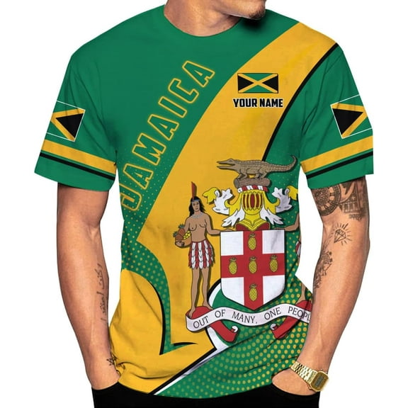 Personalized Jamaica Shirt 3D, Custom Jamaica Flag Lion Shirt for Men and Women, Jamaican Pride T-Shirt Unisex (S)