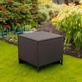 thumbnail image 6 of YEXJ Outdoor Wicker Storage Side Table, Patio Brown PE Rattan End Table with Storage, Square Container for Furniture Covers, Toys, and Gardening Tools, 6 of 9