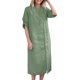 thumbnail image 1 of Largo Vestido de Verano Fluido con Botones, Ropa de Color Sólido, Longitud de Rodilla, Vestido Fluido Suelto para Mujeres con Bolsillos, 1 of 9