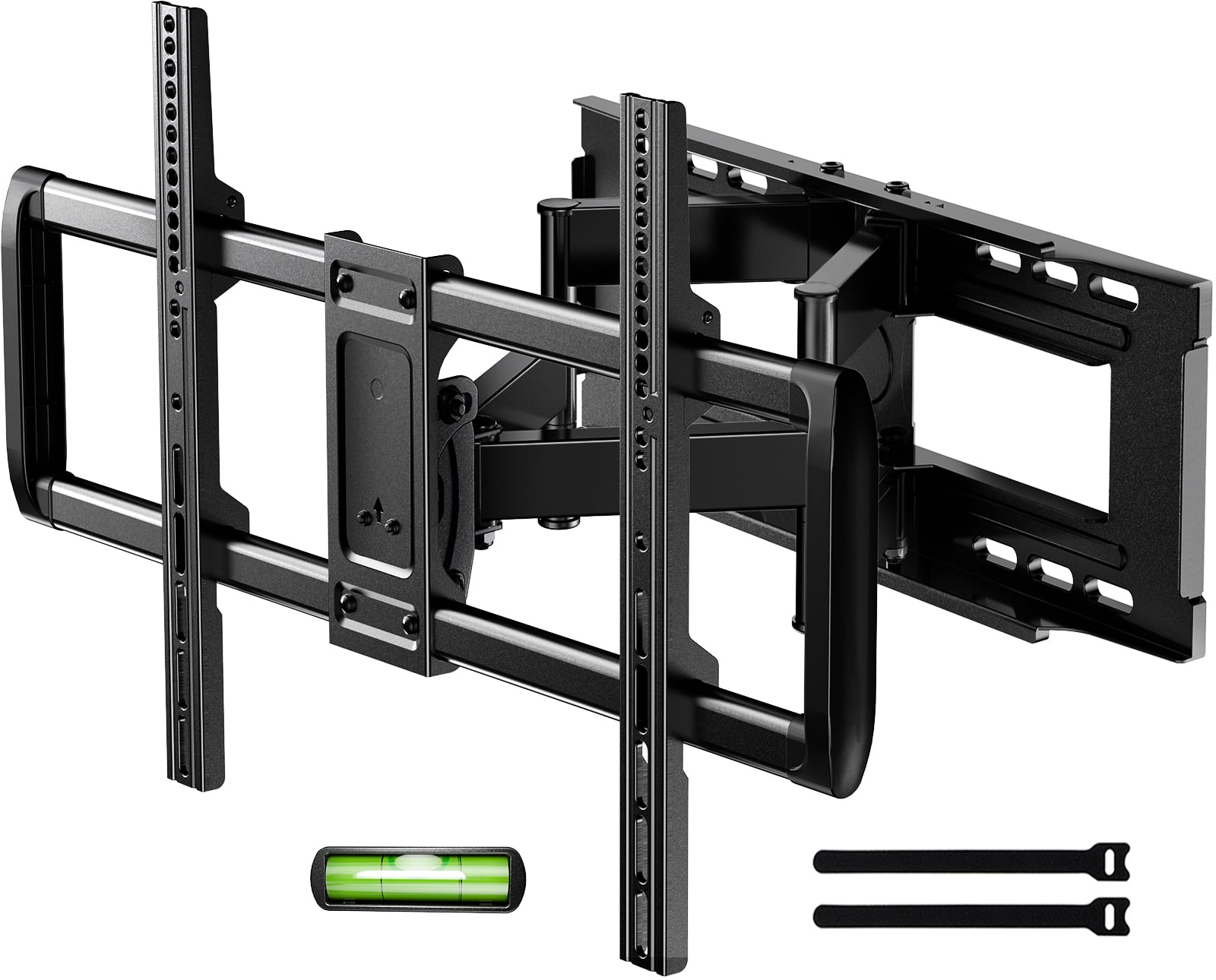 MountFTV Full Motion TV Wall Mount for Most 37-82 inch TVs, TV bracket with Swivels Tilts Extension Leveling,Max 600x400mm, Holds up to 100 lbs,Fits 8 12 16" Wood Studs 