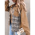 thumbnail image 3 of HOTAPEI Jean Jacket for Women Casual Plaid Button Down Boyfriend Denim Jackets Oversized Shacket Jacket With Chest Pockets, 3 of 5