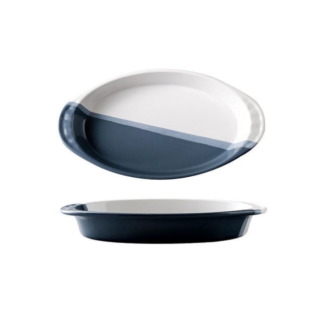 Creative Baking Dish Ceramic Cheese Baked Rice Plate Microwave Binaural Plate Vegetable Plate Tableware Household Baking Bowl