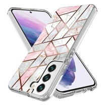 Rosebono Compatible with Samsung Galaxy S24 Plus Case, Bling Glitter Sparkle Laser Pink Polygon Geometric Marble Graphic Skin Cover Case for Samsung Galaxy S24 Plus