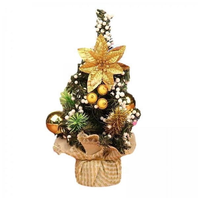 2xÁrbol De Navidad En Miniatura DIY Mini árbol De Navidad Artificial Para Oficina Fiesta Hogar Oro