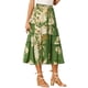 thumbnail image 4 of Falda Floral Chic de Mujer con Cintura Alta Elástica y Longitud hasta el Tobillo en Chiffon Silueta en A L Verde Oscuro, 4 of 6