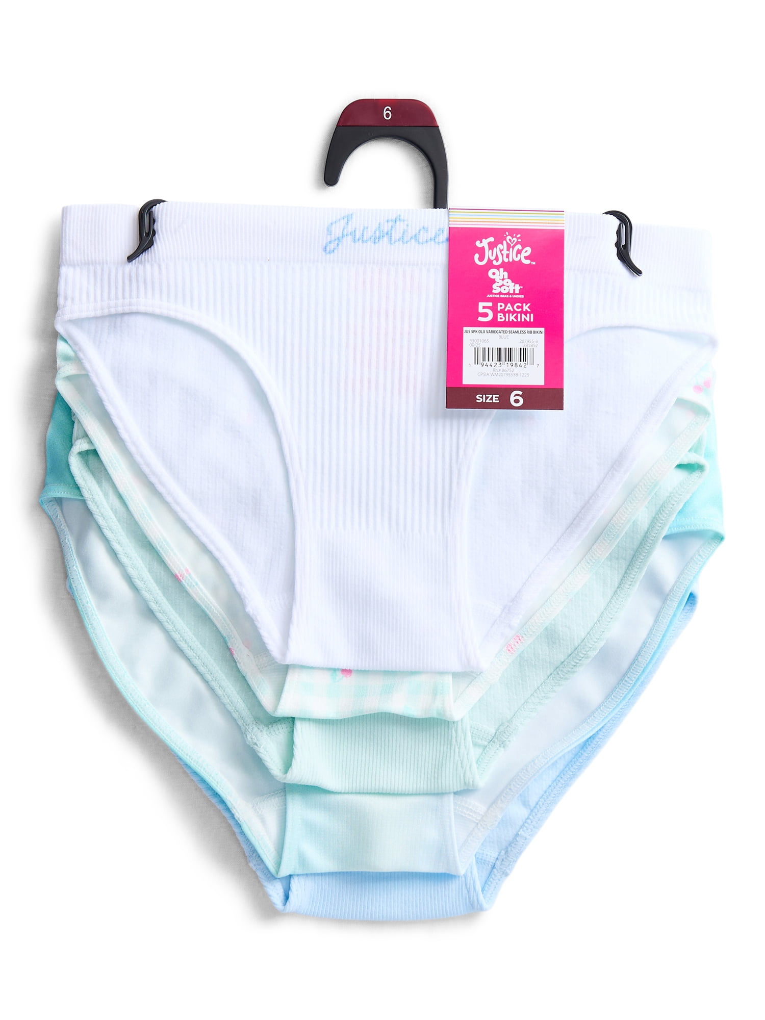 Justice Girls Seamless Bikini Undies, 5-Pack, Sizes 6-16