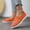Orange, variant on Womens Slip On Flats Round Toe Low Heel Casual Shoes for Women Everyday Walking Footwear US :6