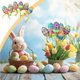 thumbnail image 4 of Decoraciones de huevos de espuma de Pascua en pack de 6 – Huevos de tejido multicolor 2,36x1,57 pulgadas, adornos colgantes ligeros, decoración reutilizable para decorar escenas de Pascua, 4 of 9