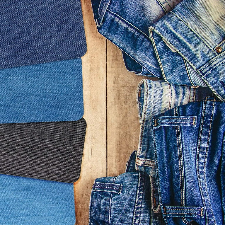 Denim Iron On Jean Patches Inside & Outside Strongest Glue Assorted Shades  Of Blue Repair Decorating 2.75 Inch 