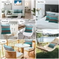 thumbnail image 6 of Teal Gray Wood Grain Outdoor Pillow Covers Set of 2 Countryside Stripe Waterproof Throw Pillow Case Decorative Square Cushion Cover for Patio Couch Garden Balcony, 18"x18", 6 of 9