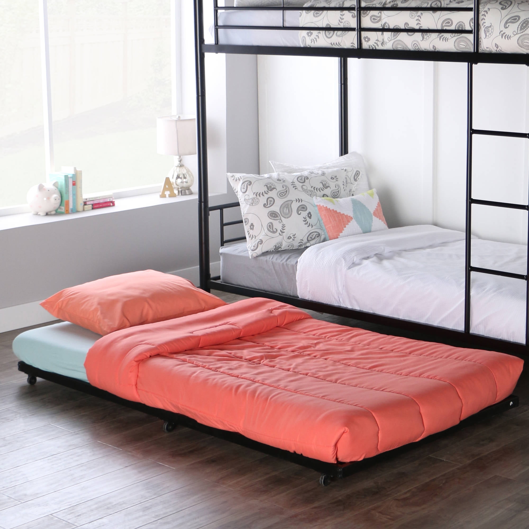 black bunk bed with trundle