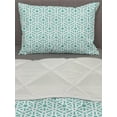 thumbnail image 3 of Abstract Comforter & Sham Bedding Set, Oriental Glazed Tile Looking Swirling Shape Patterns Marrakesh Art Motifs, 3 pcs Duvet Set Microfiber Filling Quilt, 5 Sizes, Turquoise and White, by Ambesonne, 3 of 4