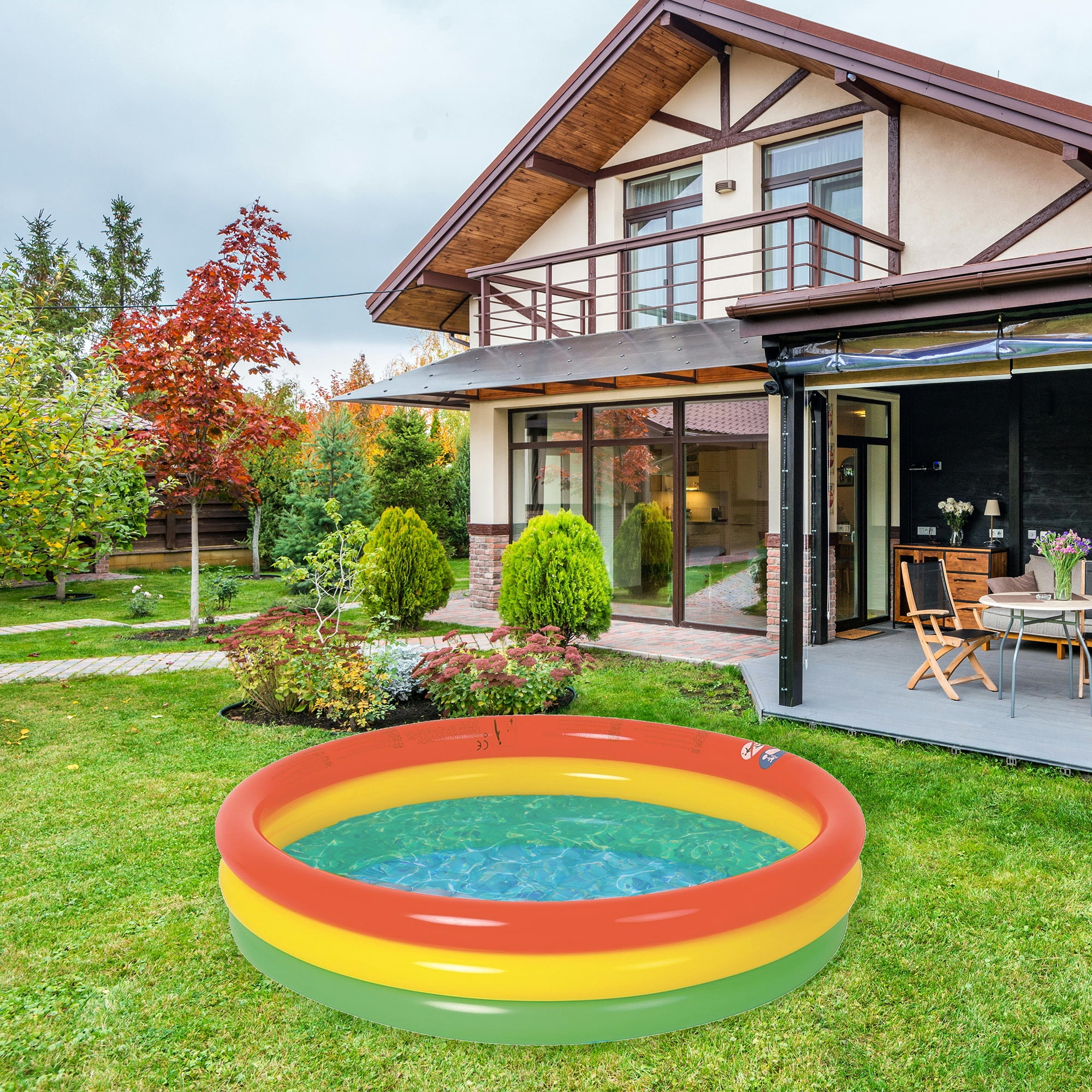 Pool Central 59" Inflatable Round Kiddie Swimming Pool - Red/Blue