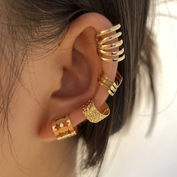 DESIGNICE 2026 New Earrings U Shaped Ear Clips Gold Jewelry Ins Wind Gold Hoop Earrings for Women for Party Casual Office Date Style2