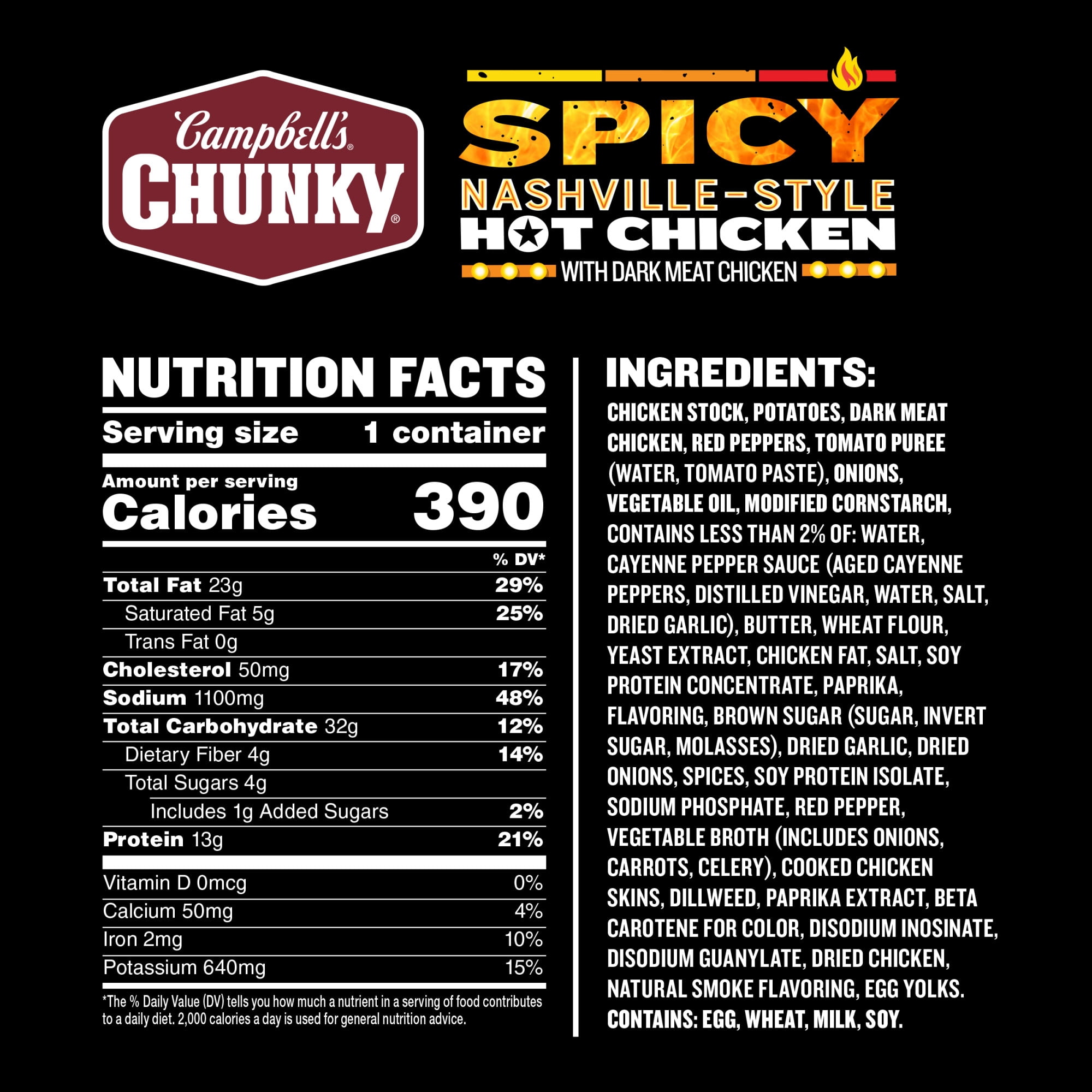 (8 pack) Campbell’s Chunky Spicy Nashville-Style Hot Chicken Soup, 15.25 oz Bowl