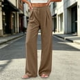 thumbnail image 3 of Guluxicc Women's Linen Pants with Pockets Elastic Waist Wide Leg Casual Trousers for Summer Beach Vacation, 3 of 9