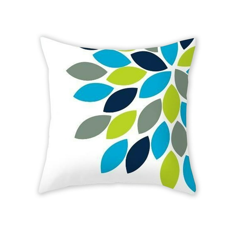 Decorative Pillows | Linen Throw Pillow | White Pink Blue Bird | 20x20