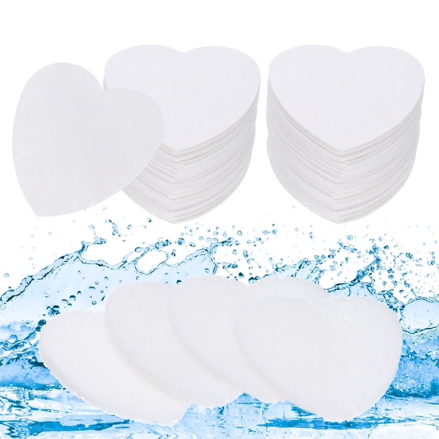 120 Contenido de Esponjas Faciales Comprimidas en Forma de Corazón, Esponjas para la Cara, Blancas