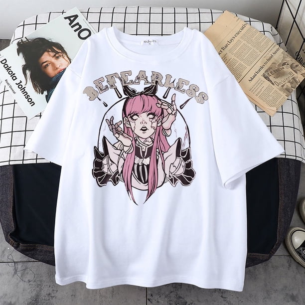 Verano Goth mujer camiseta estética suelta mujeres T-shirt Punk oscuro Grunge Streetwear señoras gótico Top camisetas Harajuku ropa y2kpangjing