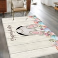 thumbnail image 3 of Rectangle Area Rug 4x6ft, Colorful Eggs Bunny Tail Flower Leaf on Wood Non-Slip Non-Shedding Floor Mat, Happy Easter Washable Sturdy Carpet for Living Room Bedroom Home Decor, 3 of 9