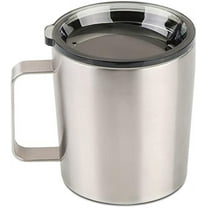 12 oz Insulated Coffee Mug with Lid, Stainless Steel, Double Wall Vacuum Insulated Travel Mug Coffee Cup with Handle, Stainless Steel/Silver (803-019)