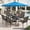Khaki Stackable Chairs, variant on SOLAURA 6-Piece Outdoor Patio Dining Set with Umbrella, Patio Furniture Set with Textilene Chairs, Metal Square Dining Table and Dark Blue Umbrella for 4 People, Black