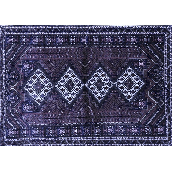 Ahgly Company Machine Washable Indoor Rectangle Persian Blue Traditional Area Rugs, 6' x 9'
