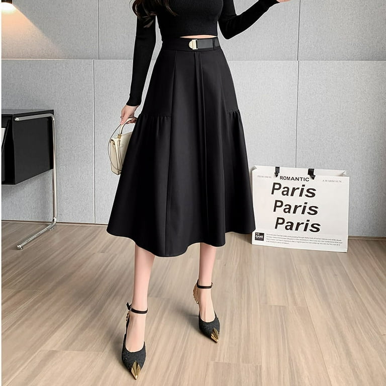 Black full length a line skirt top