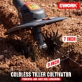 thumbnail image 4 of EWORK Cordless Tiller Cultivator 20V, 2x2.0Ah Battery, 80-Minute Runtime, 9-Inch Width 7-Inch Depth Electric Garden Tiller, 4 of 8