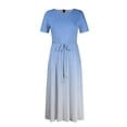 thumbnail image 3 of Women's Plus Size Casual Fashion Gradient Print Round Neck Short Sleeve Pocket Tie-Waist Swing Dress - Light Blue XXL, 3 of 5