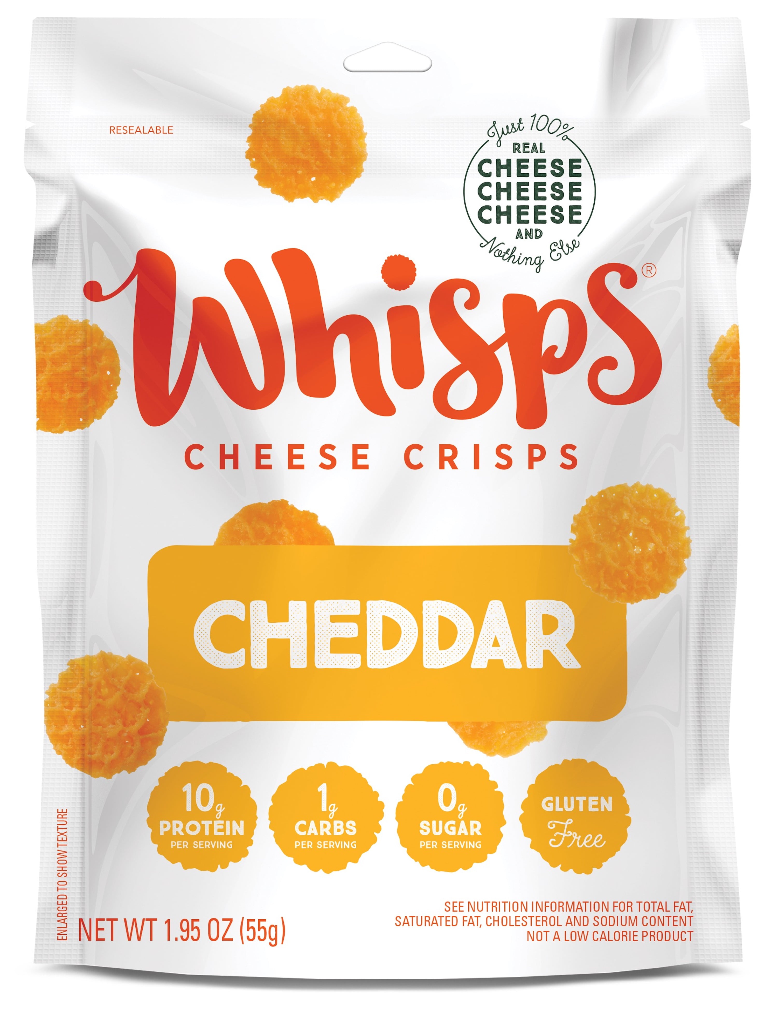 Whisps Cheddar Cheese Crisps, Keto Friendly Snacks, 1.95 oz