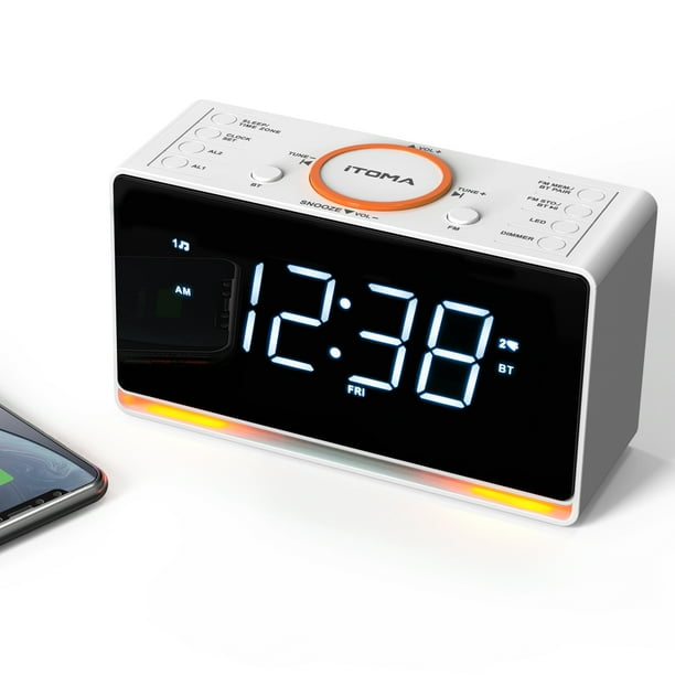 iTOMA Digital Alarm Clock for Bedrooms,Clock Radio with Bluetooth,Dual