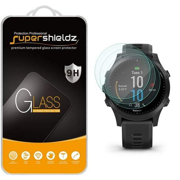 [3-Pack] Supershieldz for Garmin Forerunner 945 Tempered Glass Screen Protector, Anti-Scratch, Anti-Fingerprint, Bubble Free