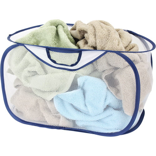 Mainstays Pop Open Laundry Hamper, White/Blue, Set Of 2 - Walmart.com