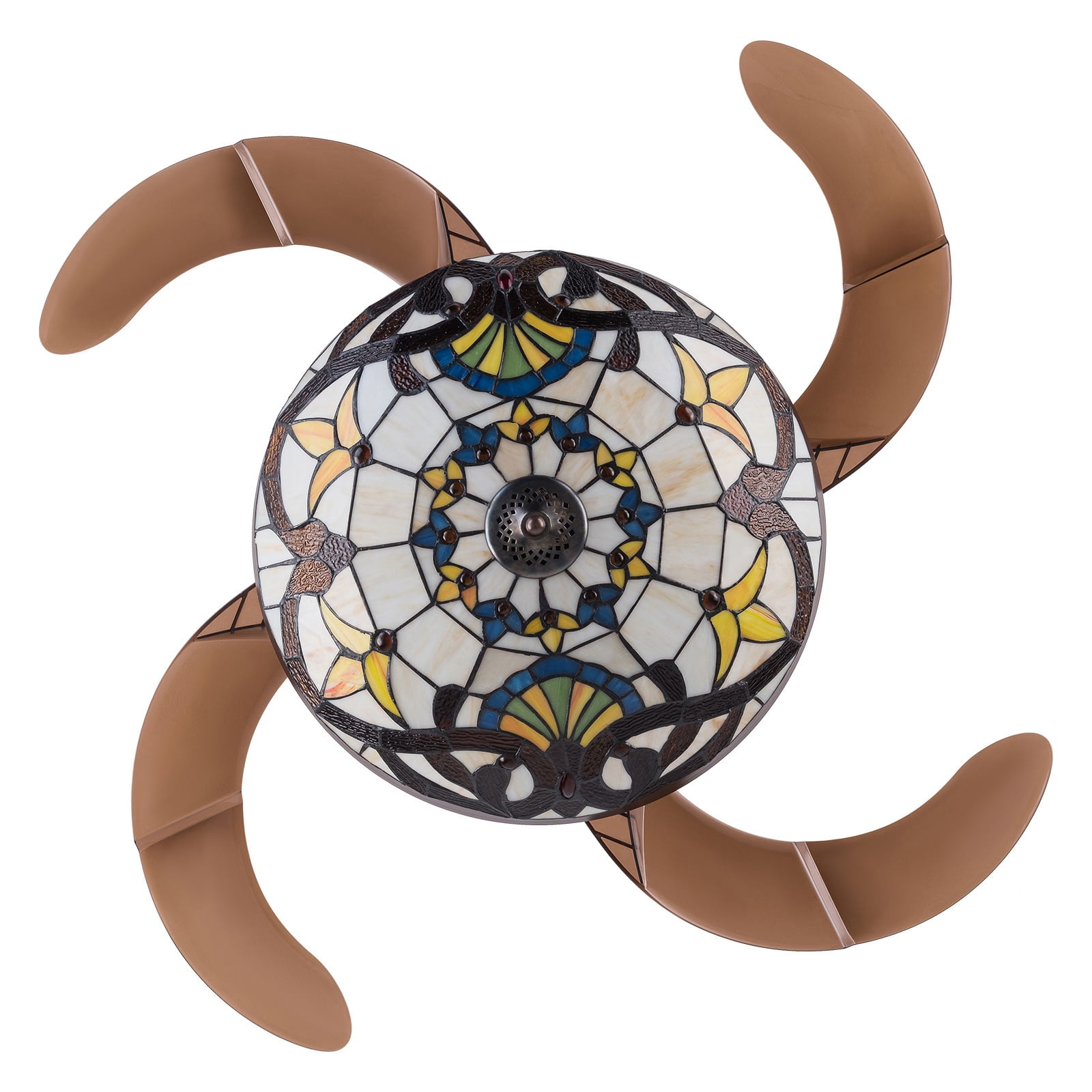 4 Blades Remote Control Ceiling Fan Light Indoor Tiffany Style Chandelier Fan Lamp W/Remote Fandelier