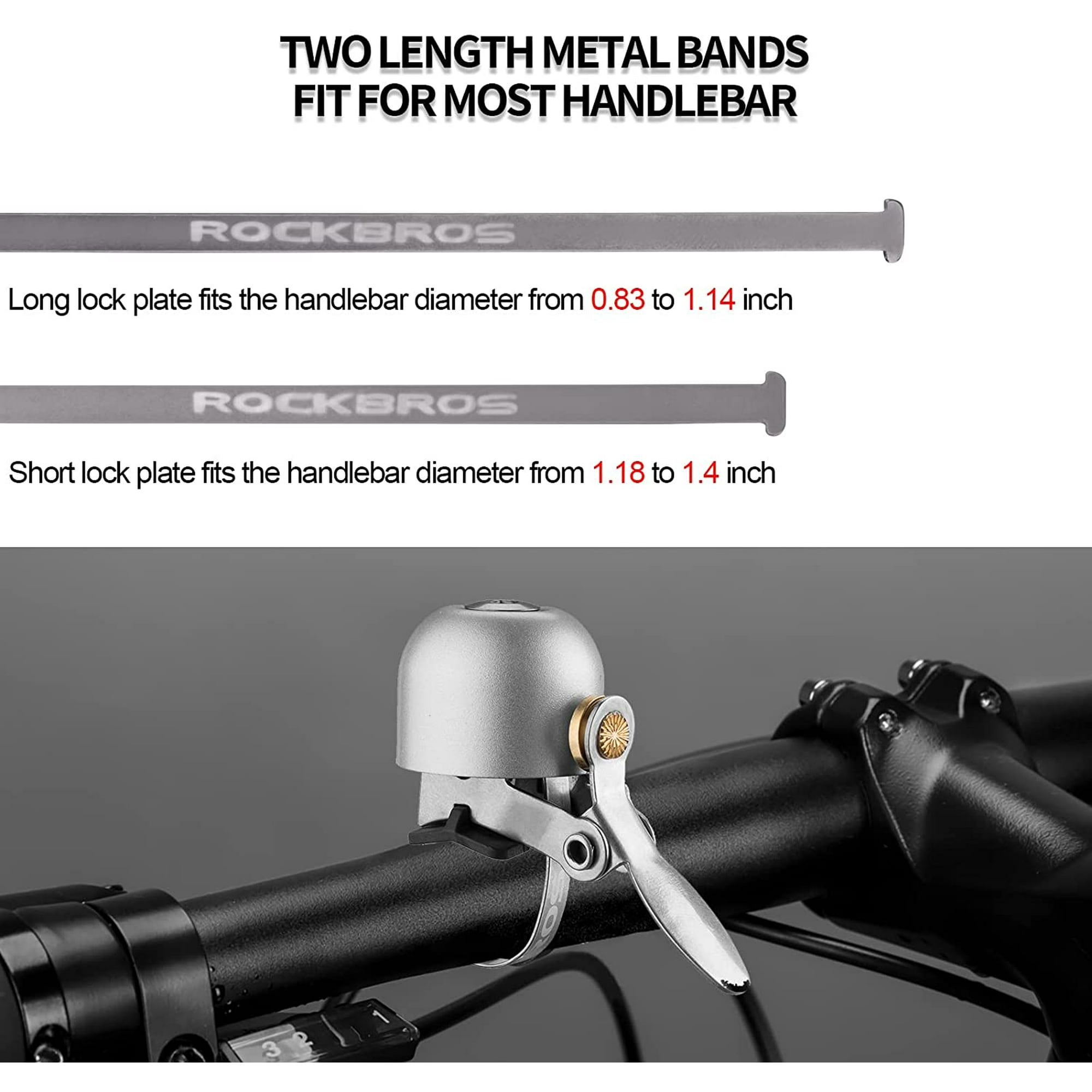 Classic Bicycle Bell for Bike Ring Bell with Loud Sound Bells for Road Mountain Bike Handlebars Adults sliver