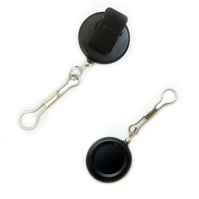 2 Pc Mini Retractable Pull Reel Key Chain Clip On Key ID Badge Holder 1  Black