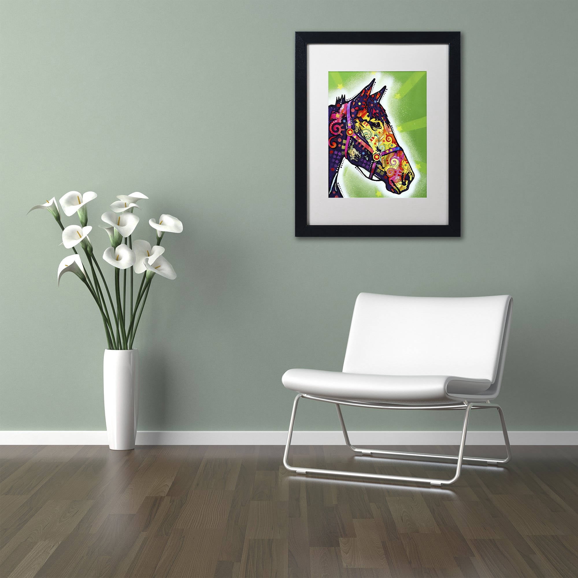 Trademark Fine Art "Horse II" Canvas Art by Dean Russo, White Matte, Black Frame