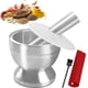 thumbnail image 1 of KEISSCO Juego de mortero y mortero de acero inoxidable, molinillo de especias, triturador de pastillas con tapa protectora de silicona, mortero resistente para molcajete, cuenco de hierbas, pesto en p, 1 of 5