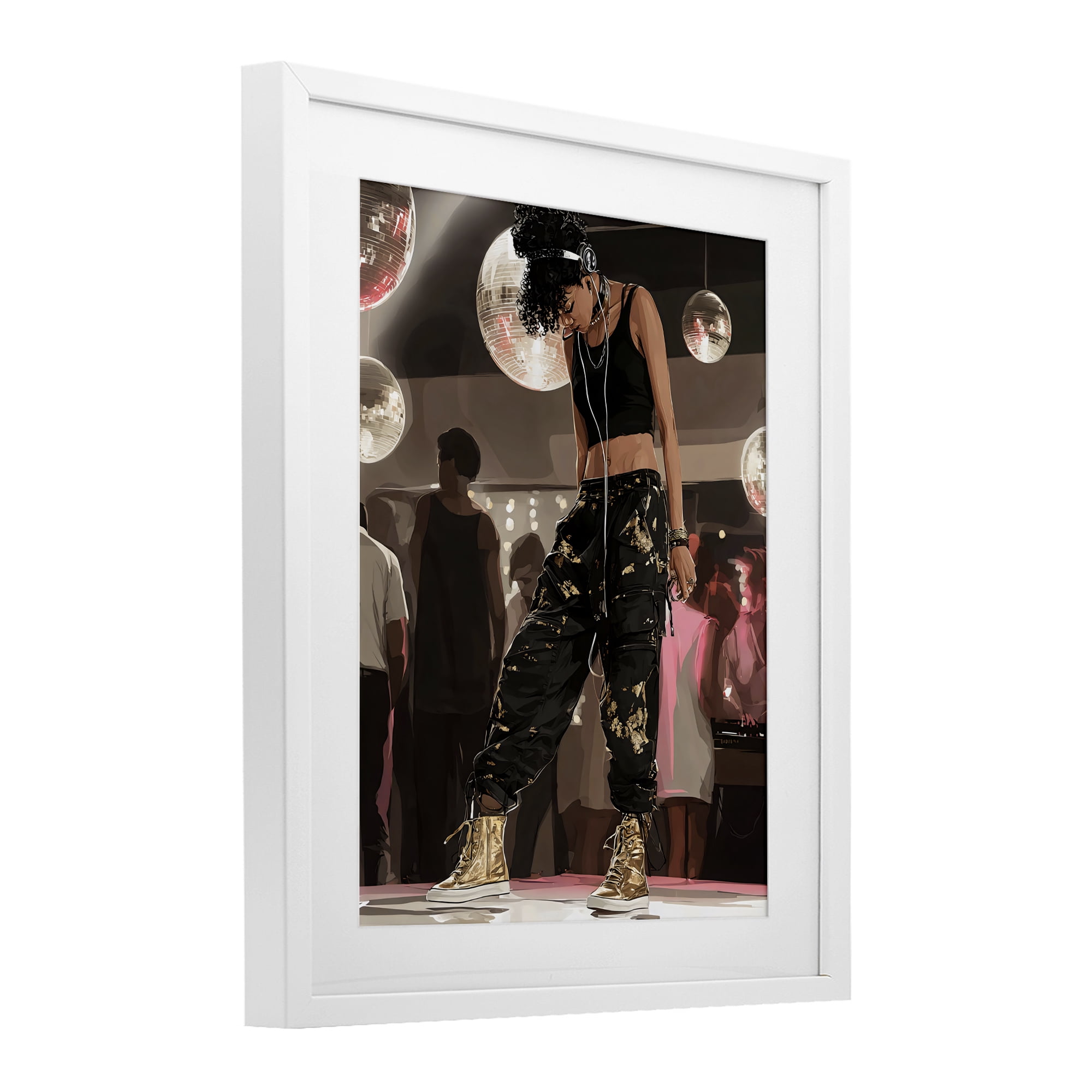 Stupell Industries Silent Disco Lone Dancer White Framed Print Under Glass, design by Franklyn Gregory