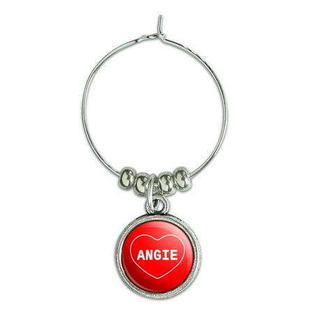 

Angie I Love Heart Wine Glass Charm